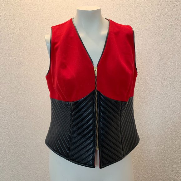 Alberto Makali Red and Black Quilted Vest - Picture 1 of 15